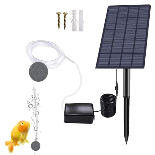 Bomba Solar para Estanque Peces Exterior, 2.5W Bomba De Oxígeno para Acuario Solar, con Tubo De Oxígeno Y Piedras Generadoras De Burbujas De Aire, Aireación De Jardín, Oxígeno para Peces