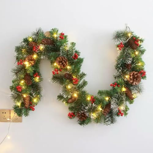 JIAJIAYI Weihnachtsgirlande,1.8M/6Ft weihnachtsdeko tannengirlande Künstlich Girlande Weihnachten weihnachtsgirlande für Inneneinrichtung Haus Treppen Kamin Haustür Innen Außen (Grün-B)