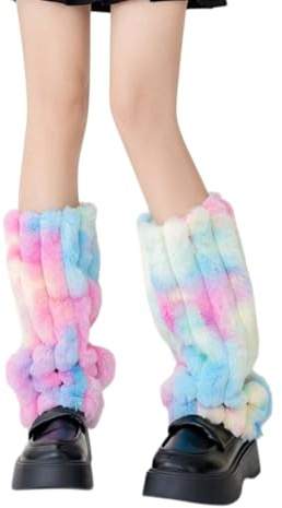 FUGLUS leg warmers，fur boots，Damen Kunstpelz Beinwärmer Plüsch Beinwärmer, Mädchen Furry Fuzzy Beinwärmer Winter Stulpen Damen für Winterwärmer Karneval Halloween Fasching Mottoparty Verkleidung