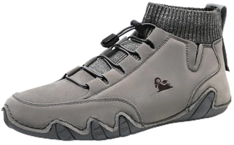 AONEGOLD Barfotaskor vinter män kvinnor bekväma ergonomiska ankelstövlar halkfria vattentäta vandringsskor utomhus varma fodrade barfota skor Magic Sticker Sneaker storlek 36–48, C8007m grå, 36 EU