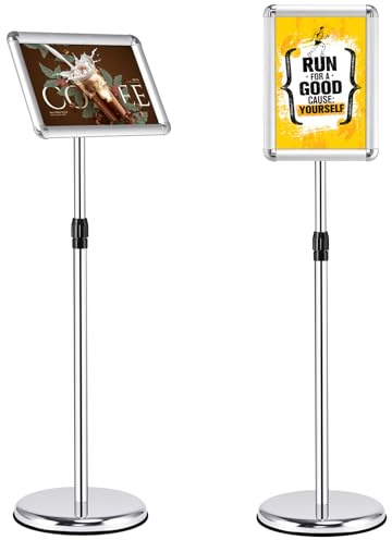 GIANTEX Infoständer Höhenverstellbar, Informationsständer DIN A3, Aufsteller Infoständer drehbar, Plakatständer Präsentationsständer Werbeständer Kundenstopper aus Metall (Silber,2)