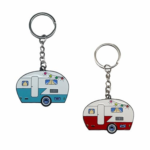 Lot de 2 porte-clés de caravane Porte Clés Caravane Cartoon Pendentifs Décoratifs porte-clés de voiture pour décoration de camping-car, voyage