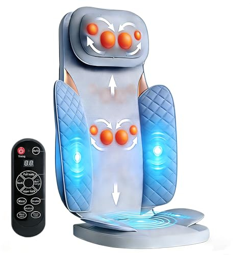 Ethereal Wellness Shiatsu Neck and Back Massager with Heat,35cm Rolling Massage Chair Pad,4D Kneading Cushion with Vibration for Pain Relief,Comfortable Back Massage for Chair,Office Home