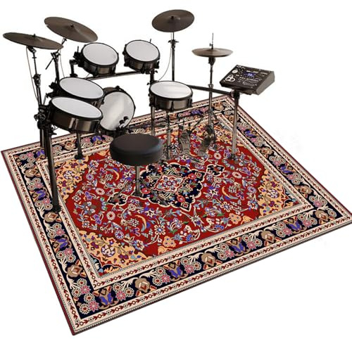 Qesjodfu Drum Mats Non-Slip Drum Rug Soundproof Mat Drum Carpet Rug, Professional Rectangle Electronic Jazz Drum Kit, Drum Accessories for Bass Drum Snare and Musical Instrument Mat 110 x 80 cm