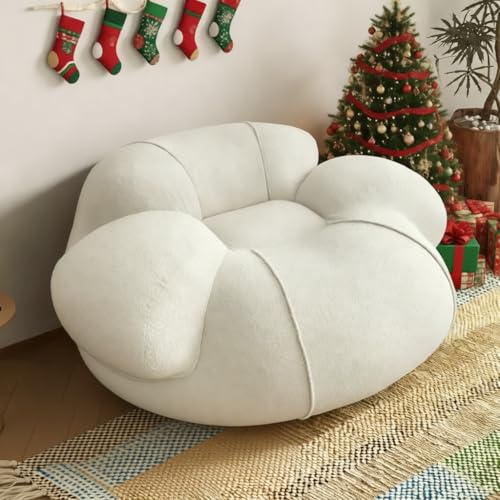 Riesiger Sitzsack für Erwachsene – Wolkenförmiger, weicher und flauschiger Akzentstuhl für Wohnzimmer, Schlafzimmer, Spielzimmer, gemütliches Lounge-Sofa zum Lesen, Spielen und Entspannen, Beige