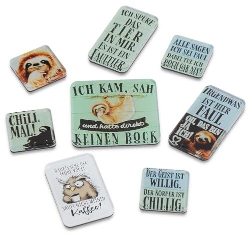 Set de Imanes para Nevera – Imanes Divertidos con Perezoso y Frases – 8 Imanes Decorativos para la Cocina y Regalo