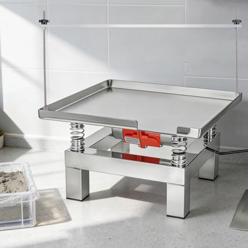 HCAUYNN Mesa de Vibración Compacta para Moldes de Hormigón - Mesa de Vibración 50W Acero Inoxidable 35x35 cm, Funcionamiento Sencillo para Moldes de Hormigón y Resina 13.8in+Fixedbracket