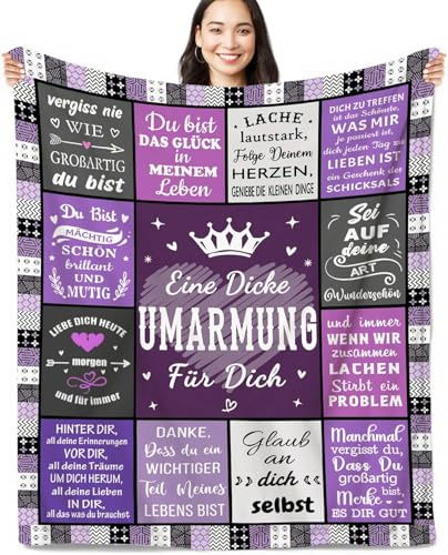ZQYMM Geschenke für Freundin Kuscheldecke 150x200cm Flanell Fleece Decke | Lila Geschenke für Beste Freundin, Umarmung Decke für Frauen Männer Geburtstagsgeschenk für Frauen Schwester für Sofa & Bett