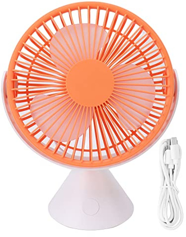 EOJDDPA Ventilateur de bureau USB à 3 vitesses, portable, rechargeable, rotation à 360°, double usage, conception de crochet pour tente de camping, plafond, dessus de table, matériau ABS, (Orange)