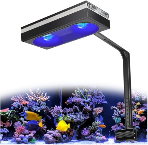 PopBloom RL180 WiFi Meerwasser LED 180W, Salzwasser LED Beleuchtung für Reef Coral Fish Wasserpflanzen Salzwasser Aquarium,APP unterstützt Deutsch (1 Lampe mit Montagearm-kit)
