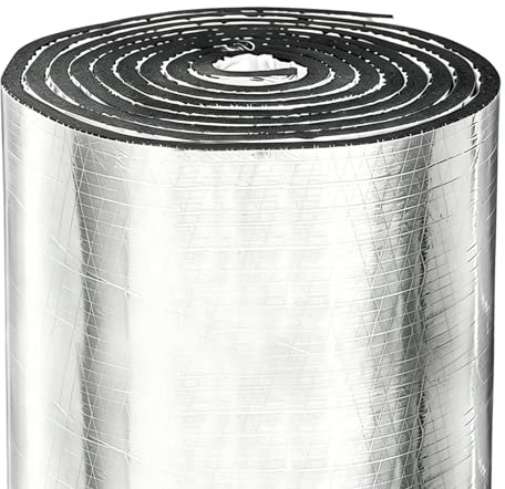 Rouleau de matériau isolant 5 mm, isolation en aluminium autocollant avec revêtement en caoutchouc, isolation thermique, isolation phonique, pare-vapeur pour chauffage, caravane, fenêtre, toit, sol