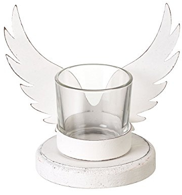 Heaven Sends White Metal Angel Wing Christmas Nite Lite/Candle Holder (12cm)