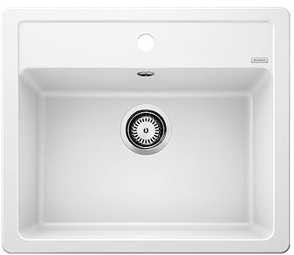 BLANCO LEGRA 6 – Fregadero Rectangular de Granito para Armarios Bajos de 60 cm de Ancho – De SILGRANIT – Sin Escurridor – Blanco – 523334