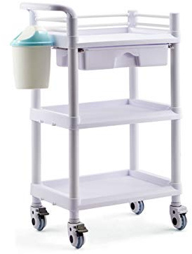 Salon Möbel Spa Beauty Trolley Rolling Cart mit Abfalleimer zwei oder drei Schichten 6 Arten Optional Elitzia ET005 (Weiß 3 Schichten mit Schublade und Abfalleimer)