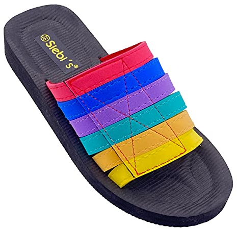 Chaussures de bain pour femme - Plage - Sandales de bain confortables et légères - Taille petite. Semelle intérieure ergonomique, Multi Velcro, 39 EU