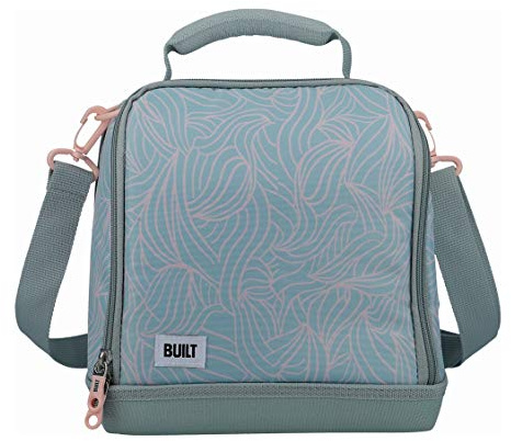 BUILT Borsa Termica per Il Pranzo con Design The Mindful, Poliestere, Grigio/Rosa Pallido, 18.5 x 24 x 26 cm