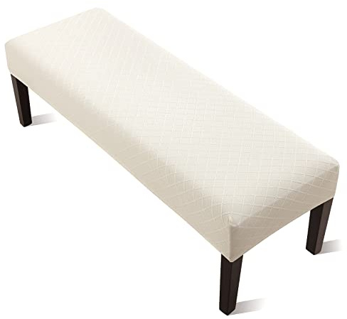 YISUN Jacquard Bezug Esszimmerbank Universal Bezug für Esszimmer-Bank | Stretch Abnehmbar Waschbarer Stuhlhussen für Esszimmerstuhl, Wohnzimmer, Schlafzimmer, Bankett(Beige)