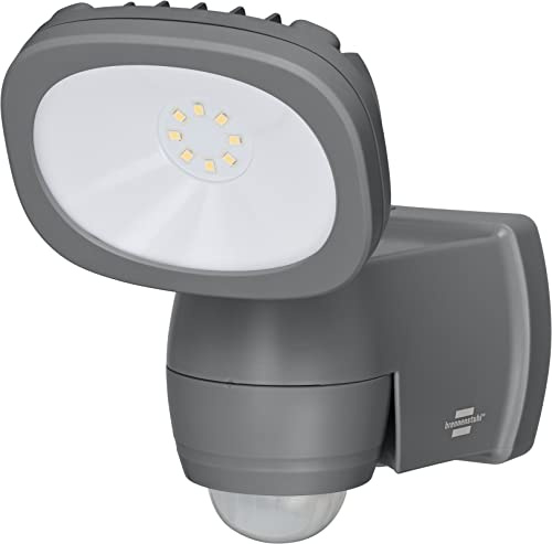 Brennenstuhl Batterie LED Strahler LUFOS mit Batterie, 440 Lumen | Kabelloser LED Außen-Strahler mit Bewegungsmelder, mit 8 Marken LEDs, für außen IP44, mit zusätzlicher Funktionseinstellung