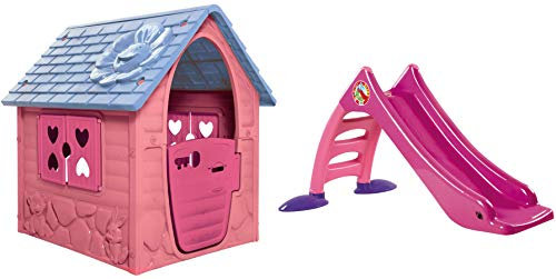 Dohany Spielhaus pink Kinderspielhaus Gartenhausmit Rutsche 120 cm Indoor Outdoor +2J