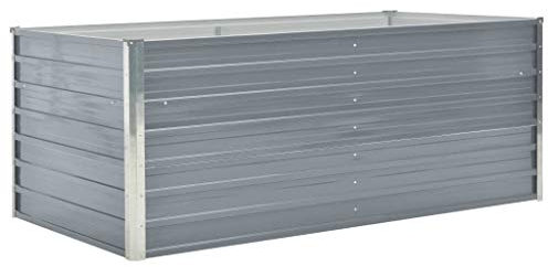 Festnight Hochbeet Pflanzenkübel Metall Pflanzbeet Terrasse Hochbeet Blumenkasten Kräuterbeet 160 x 80 x 45 cm Verzinkter Stahl Grau