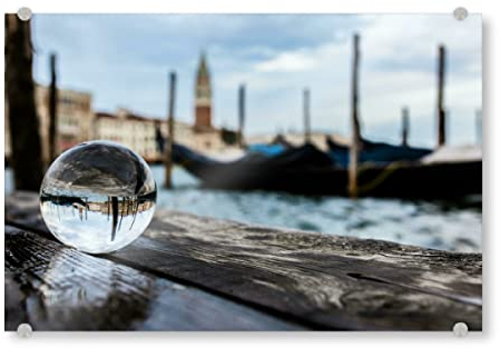 artboxONE Acrylglasbild 45x30 cm Städte Glaskugel in Venedig Bild hinter Acrylglas - Bild venedig glaskugel gondeln