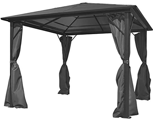 MOONAIRY Pavillon mit Vorhängen, Gartenpavillon, Winterfest, Pergola, Grillpavillon, Gazebo, Partyzelt, Seitenteile für Pavillon, Anthrazit Aluminium 300 x 300 cm