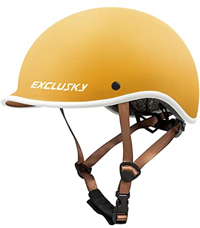 Exclusky 717-KIDS Casque Velo Enfant Jeunesse Unisexe, Jaune Pur, 50-55CM (Pas avec feu arrière)