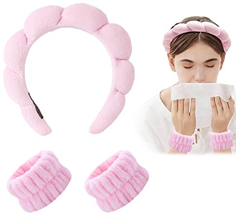 Spa Fascia per Capelli da Donna, Fascia per Il Lavaggio del Polso, Fascia per Capelli da Donna, Fascia per Spa in Spugna, Braccialetti Assorbenti, per la Cura Della Pelle, Il Lavaggio del Viso (#1)