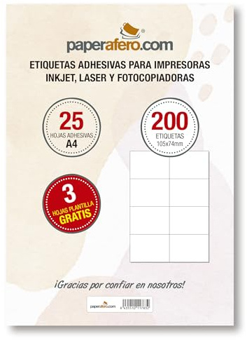 Etiketten Selbstklebend Bedruckbar A4 Paperafero | 200 adressetiketten selbstklebend 105x74mm | Aufkleber zum beschriften | Aufkleber Selbst gestalten