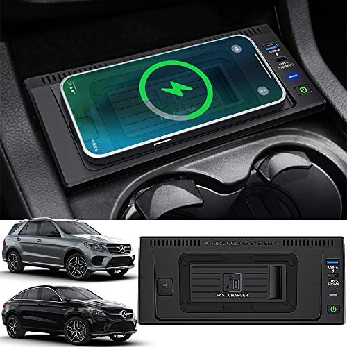 Wireless Car Charger for Mercedes Benz GLE/GLE Coupé/GLS/GL/ML 2012-2019 | 15W Fast Charging Phone Charger Pad for Mercedes-Benz W166 X166 C292 GLE GLE350 GLS GLS400 ML ML450 GL GL550 AMG 2012-2019