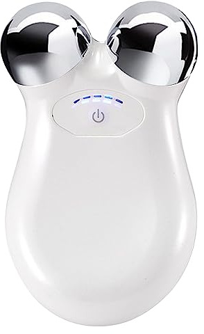 Microcurrent Gesichtsmassagegerät, Schönheitsgerät, 3D Roller Massagegerät Gesicht Massager, Gesichtslifting Facelifting Hautstraffung Verjüngung Beauty Handgerät, Mikrostrom Hautpflege (Weiß)