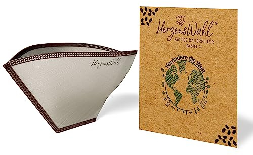HerzensWahl® Permanent Kaffefilter i Rostfritt Stål | Zero Waste Filter för Filterkaffe, Pour Over och Handfilter