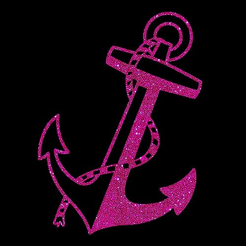 Glitzerdeals Toppe termoadesive con grande ancora con corda rosa, per tessuti, carnevale, ancora, da stirare con ferro da stiro