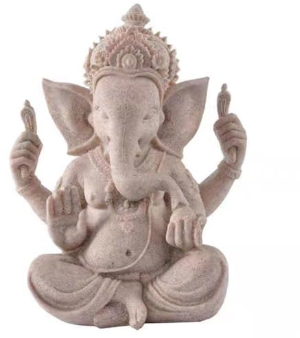PIGPIGFLY Ganesha Buddha Statue,Buddha Figur,Deko Statue,Deko Wohnzimmer,Indische Ganesha, Home Store Dekoration(13cm/Sandstein)
