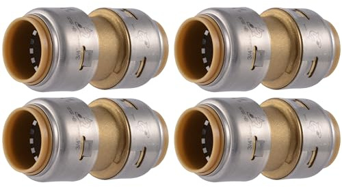 SharkBite Max 3/4 Inch Coupling, Pack of 4, Push to Connect Brass Plumbing Fitting, PEX Pipe, Copper, CPVC, PE-RT, HDPE, UR016A8