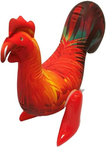 Inflatable Rooster 40cm Red Inflatable Hen Party Decoration Prop Accessory Children Cute Blow Up Animals Party Toys Pool Supplies