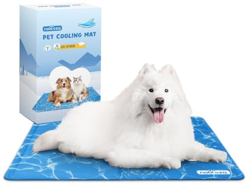 Nobleza Dog Cooling Mat, L 90x50cm Durable Leakproof Pet Cool Mat, Scratch-Resistant Non-Toxic Gel Self Cooling Pads Bed Mattress for Large Dogs Cats Puppy in Hot Summer, Blue