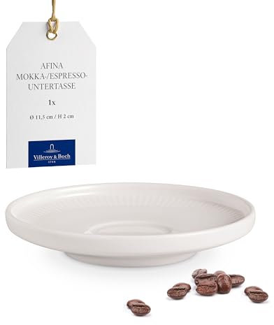 Villeroy & Boch - Sous-tasse à espresso Afina en porcelaine premium, sous-verre pour tasses à moka et espresso, Fabriquée en Allemagne, compatible lave-vaisselle et micro-ondes, empilable, blanche