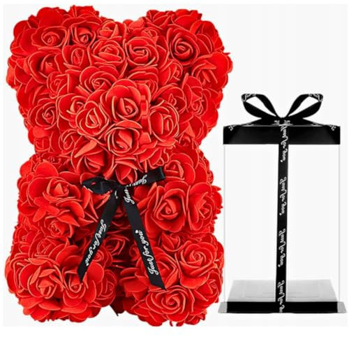 Need Sleep Orsacchiotto rosa, 25 cm, orsacchiotto di rose, orsacchiotto fatto a mano, regalo per donne, orsacchiotto di rose, rosso