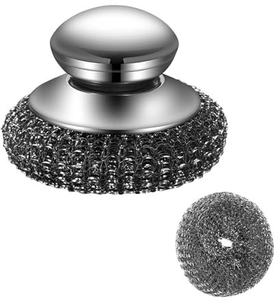 Steel Wool Scrubber, Metal Scourer, Wire Wool for Cleaning, Stainless Steel Pan Cleaner, Oven Cleaning Brush for Pots Pans Grills Ovens Sink (1 pc)