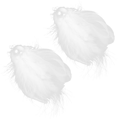 1 Par de Pinzas el Cabello con Plumas Blancuzcas y Perlas