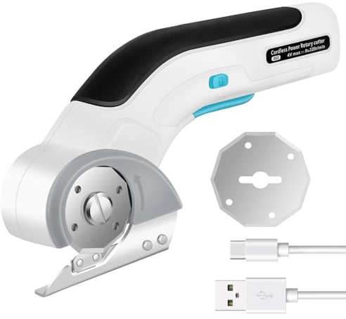 LabTEC Cardboard Cutter 3.6V Cordless Electric Scissors with 2 Cutting Blades and Safety Lock, Rotary Cutter for Cutting Cardboard Leather Carpet Potted Plant, Box