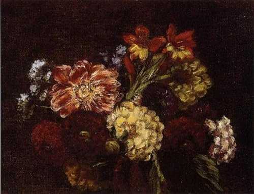 RZHRHJES Kunstwerk Bilder Leinwand Kunst Gemälde Leinwand Malerei Poster Blumen Dahlien Und Gladiolen Von Henri Fantin-latour Leinwand Wandbild für Heimdekoration 60x90cm
