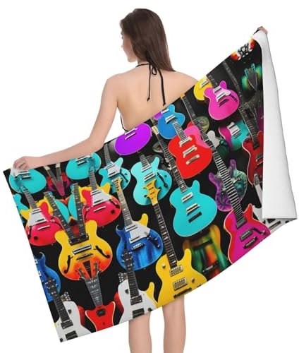 Herren Damen Saunatuch Bunte Gitarren Microfaser Handtücher Erwachsene Duschtücher Kinder Poolhandtücher Für Spas Yoga Sport