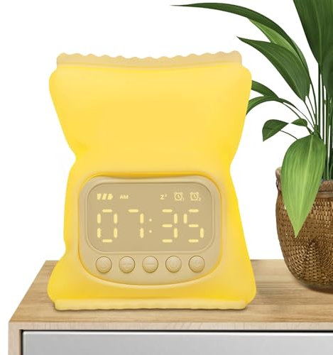 Eoixuqba Wecker mit Licht | Chip Tasche Kinder Schlaftraining Wecker mit Nachtlicht | Schlummermodus, Dimmbare Tischlampe, Kinder Wake Up Licht Wecker für Mädchen und