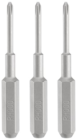 sourcing map Lot de 3 embouts de tournevis cruciformes PH000 - Tige hexagonale de 5/32 - Longueur : 35 mm - Embouts hexagonaux magnétiques en acier S2 pour tournevis électrique à percussion