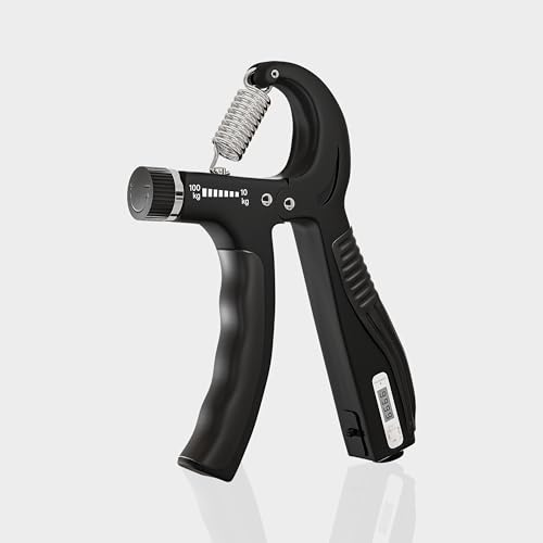 BOLT RUSH Adjustable Grip Strengthener, Grip Trainer (10-100 kg), Forearm Strengthener for Muscle Building, Grip Trainer & Finger Strengthener for Athletes, Rock Climbing, Gym Equipment (Black)