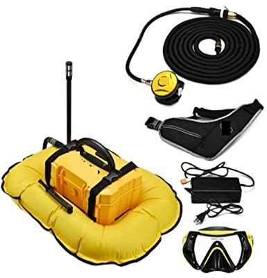 NGBFF Schnorchelset, Tauchventilator, Intelligentes Subversion-Upgrade, Tauchausrüstung, Atemschutzmaske, Sauerstoff, Angeln, Künstliche Fischkiemen,zum Tauchen/Bootsreinigung(D4000Yellow)