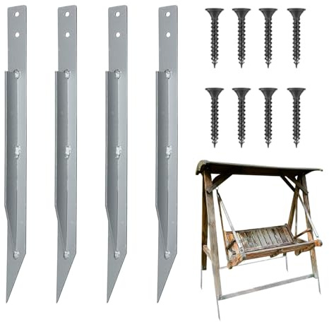 Piquet de jardin – Kit d'ancrages de balançoire pour trampoline | 4 clous de tente coupe-vent en métal pour arche de rose, maison de jeu, tour de jeu