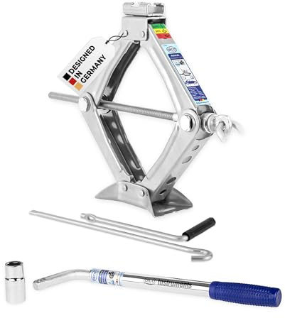 alca® Scherenwagenheber Kompakt 1t und Radmutterschlüssel TÜV & GS, 17/19 mm Set, Robuster Wagenheber bis -50° C, 100–350mm, Ausziehbarer Radmutterschlüssel bis 53 cm
